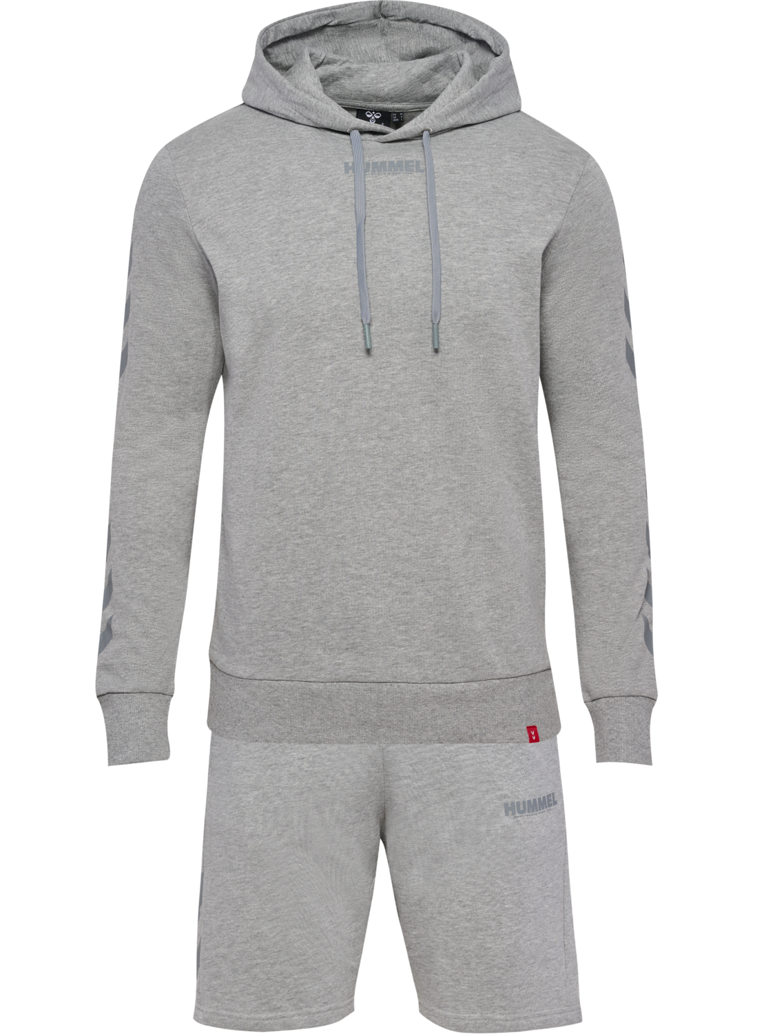 hmlLEGACY HOODIE + SHORTS SET, GREY MELANGE, packshot
