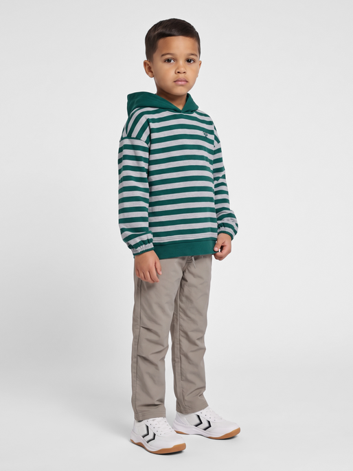 hmlJR CONELLY BOXY CONTRAST HOODIE, FOREST BIOME, model