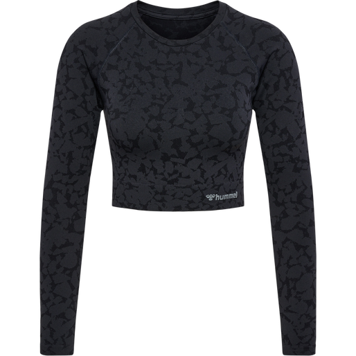 hmlMT PI SEAMLESS CROP T-SHIRT L/S, BLACK, packshot