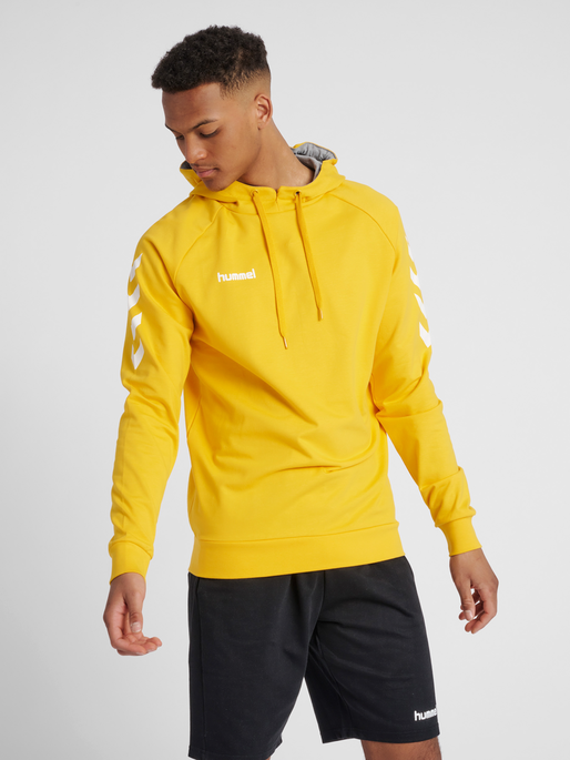 HMLGO COTTON HOODIE, SPORTS YELLOW, model