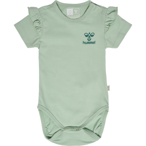 hmlTALYA RUFFLE BODY S/S, SILT GREEN, packshot