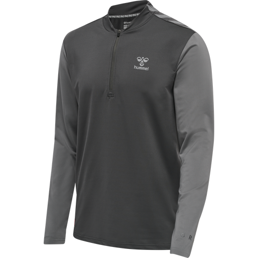 hmlPRO GRID HALF ZIP TRAINING L/S, FORGED IRON, packshot