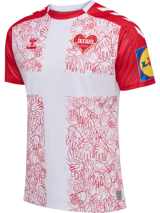 LYKKELIGA 23/24 DK JERSEY S/S, WHITE, packshot