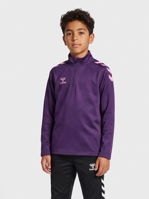 hmlCORE XK HALF ZIP POLY SWEAT KIDS, ACAI, model