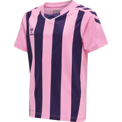 hmlCORE XK STRIPED JERSEY S/S KIDS, COTTON CANDY/ACAI, packshot