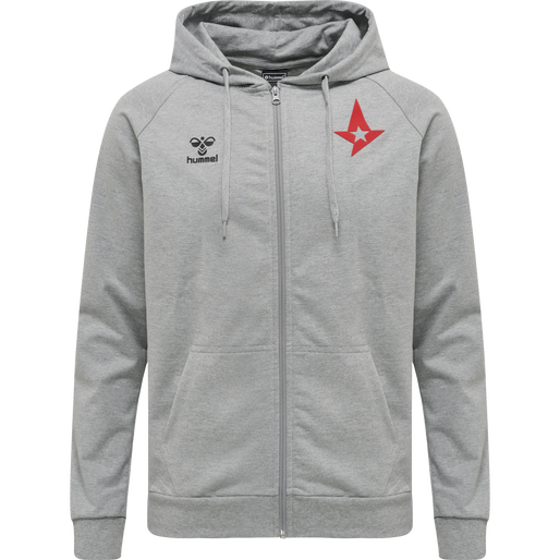 ASTRALIS ZIP HOODIE, GREY MELANGE, packshot