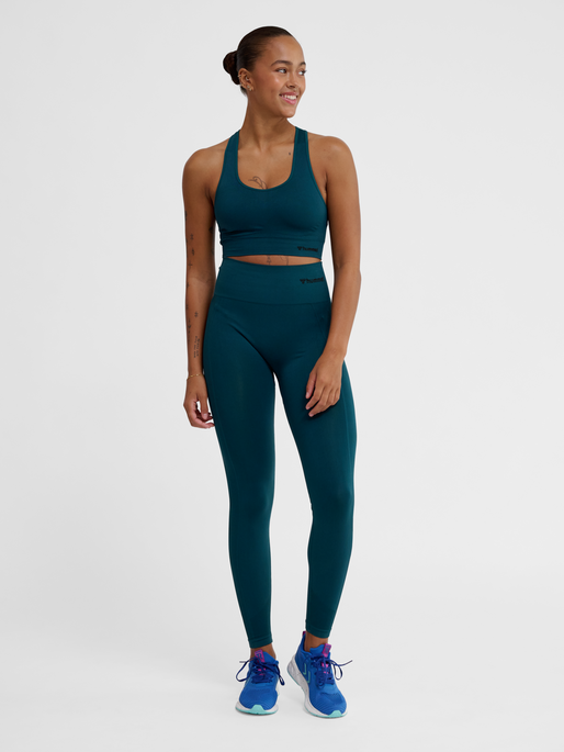 hmlTIF SEAMLESS HIGH WAIST TIGHTS, DARK SEA, model