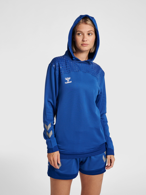 hmlLEAD WOMEN POLY HOODIE, TRUE BLUE, model