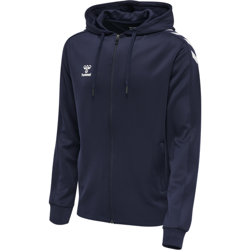 hmlCORE XK POLY ZIP HOOD SWEAT, MARINE, packshot