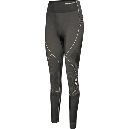 hmlMT MILA SEAMLESS MID WAIST TIGHT, BLACK/CHATEAU GREY, packshot