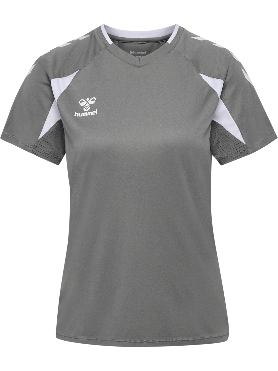 hmlCORE 2.0 JERSEY S/S WOMAN, STEEL GRAY/WHITE, packshot
