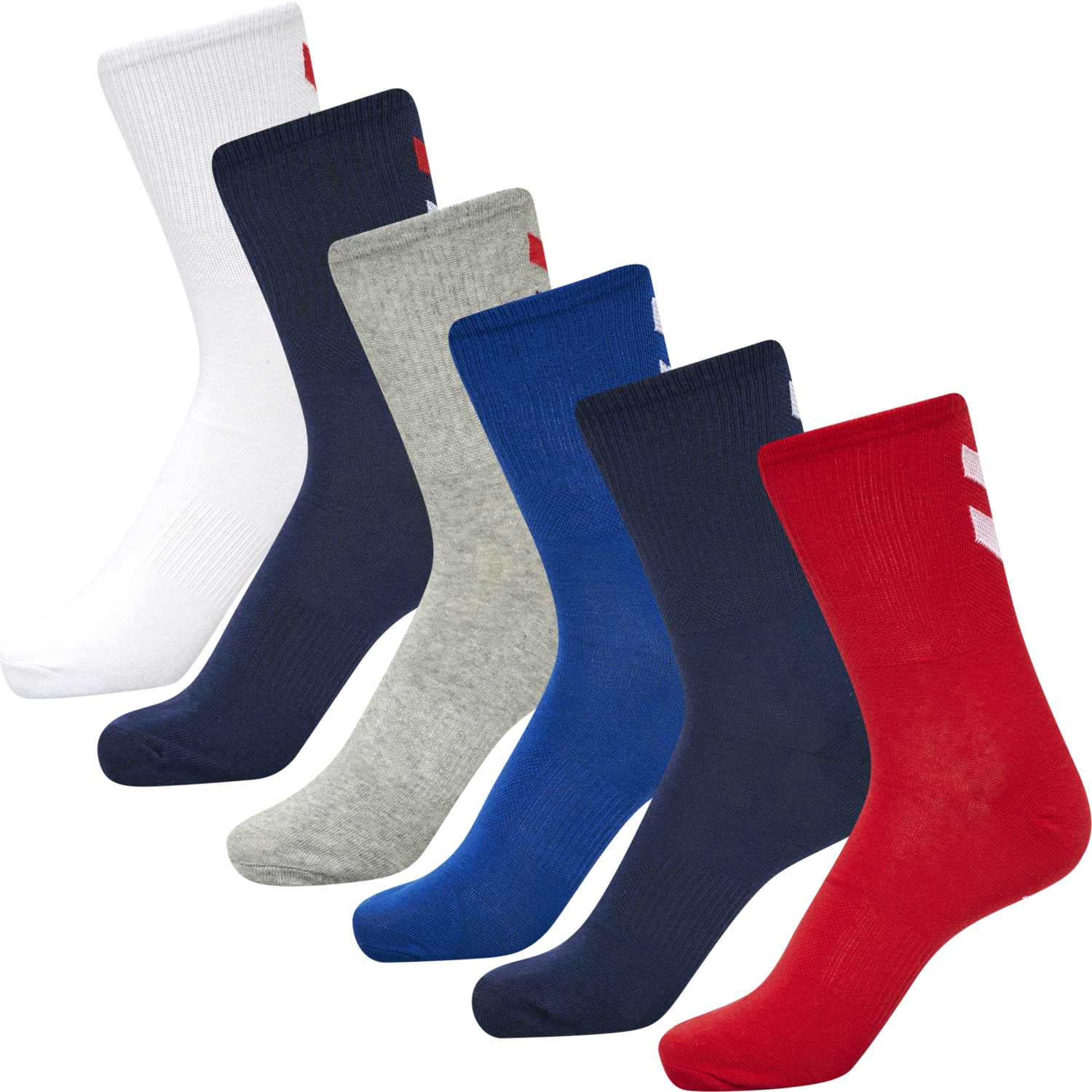 hmlCHEVRON 6-PACK SOCKS, WHITE/BLUE/RED/GREY, packshot