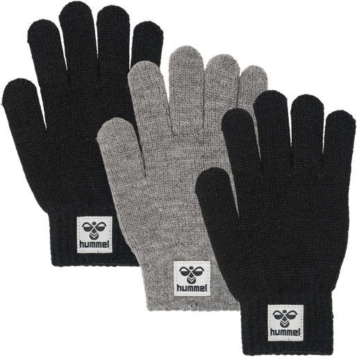 hmlKVINT GLOVE 3 PK, BLACK/GREY MELANGE, packshot