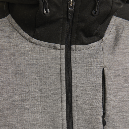 hmlTROPPER ZIP HOODIE, GREY MELANGE, packshot