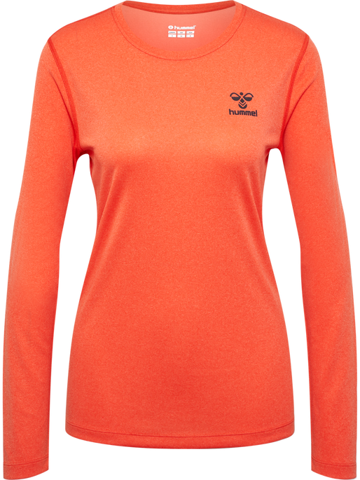 hmlSPRINT MEL T-SHIRT L/S WOMAN, SPICY ORANGE MELANGE, packshot