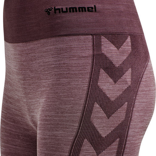 hmlCLEA SEAMLESS MID WAIST TIGHTS, FUDGE/WOODROSE MELANGE, packshot