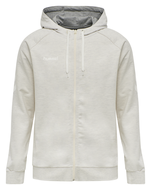 HMLGO COTTON ZIP HOODIE, EGRET MELANGE, packshot