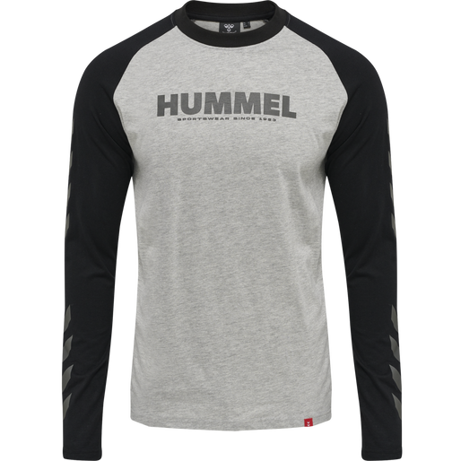 hmlLEGACY BLOCKED T-SHIRT L/S, GREY MELANGE, packshot