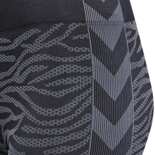 hmlMT SAGA SEAMLESS MW TIGHTS, BLACK/ASPHALT MELANGE, packshot