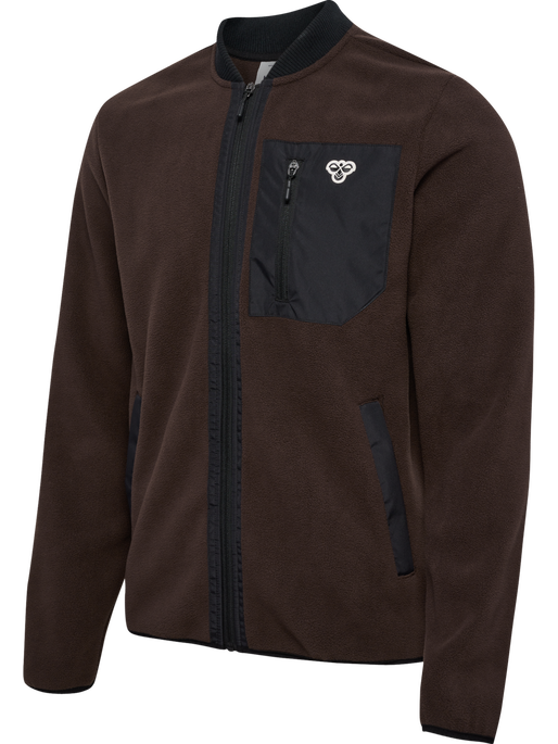hmlFLEECE ZIP JACKET BEE, CHOCOLATE PLUM, packshot
