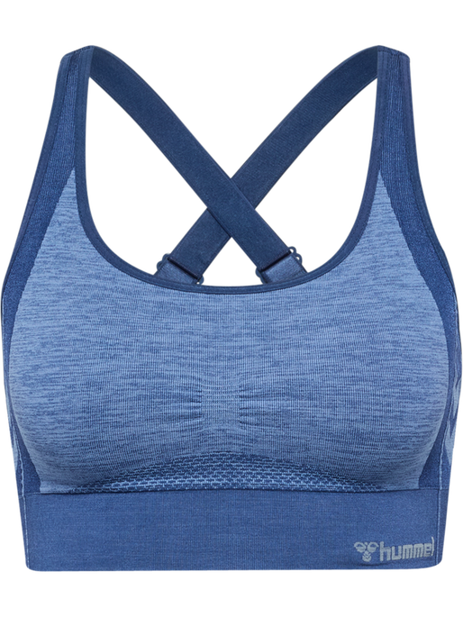 hmlMT SHINE SEAMLESS SPORTS BRA, BLUE INDIGO MELANGE hmlMT SHINE SEAMLESS SPORTS BRA, BLUE INDIGO MELANGE, packshot