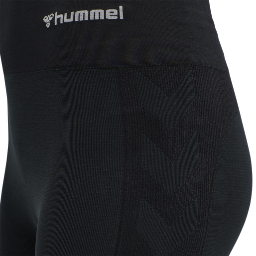 hmlCLEA SEAMLESS MID WAIST TIGHTS, BLACK MELANGE, packshot