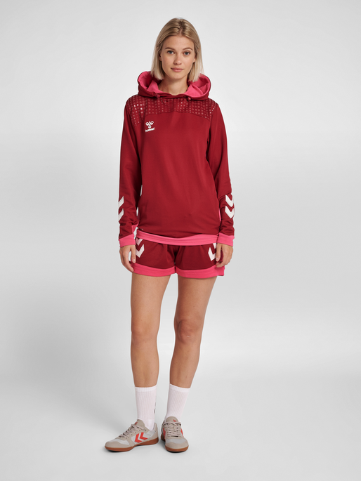 hmlLEAD WOMEN POLY HOODIE, BIKING RED, model