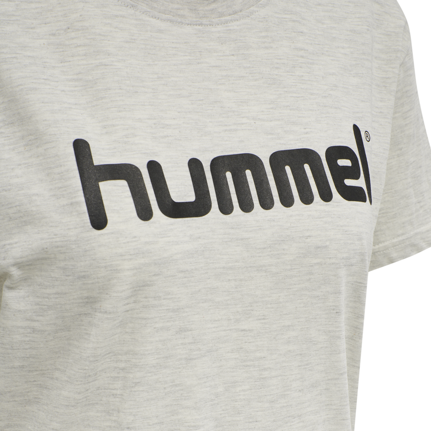 HUMMEL GO COTTON LOGO T-SHIRT WOMAN S/S, EGRET MELANGE, packshot