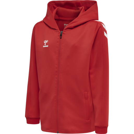 hmlCORE XK POLY ZIP HOOD SWEAT KIDS, TRUE RED, packshot