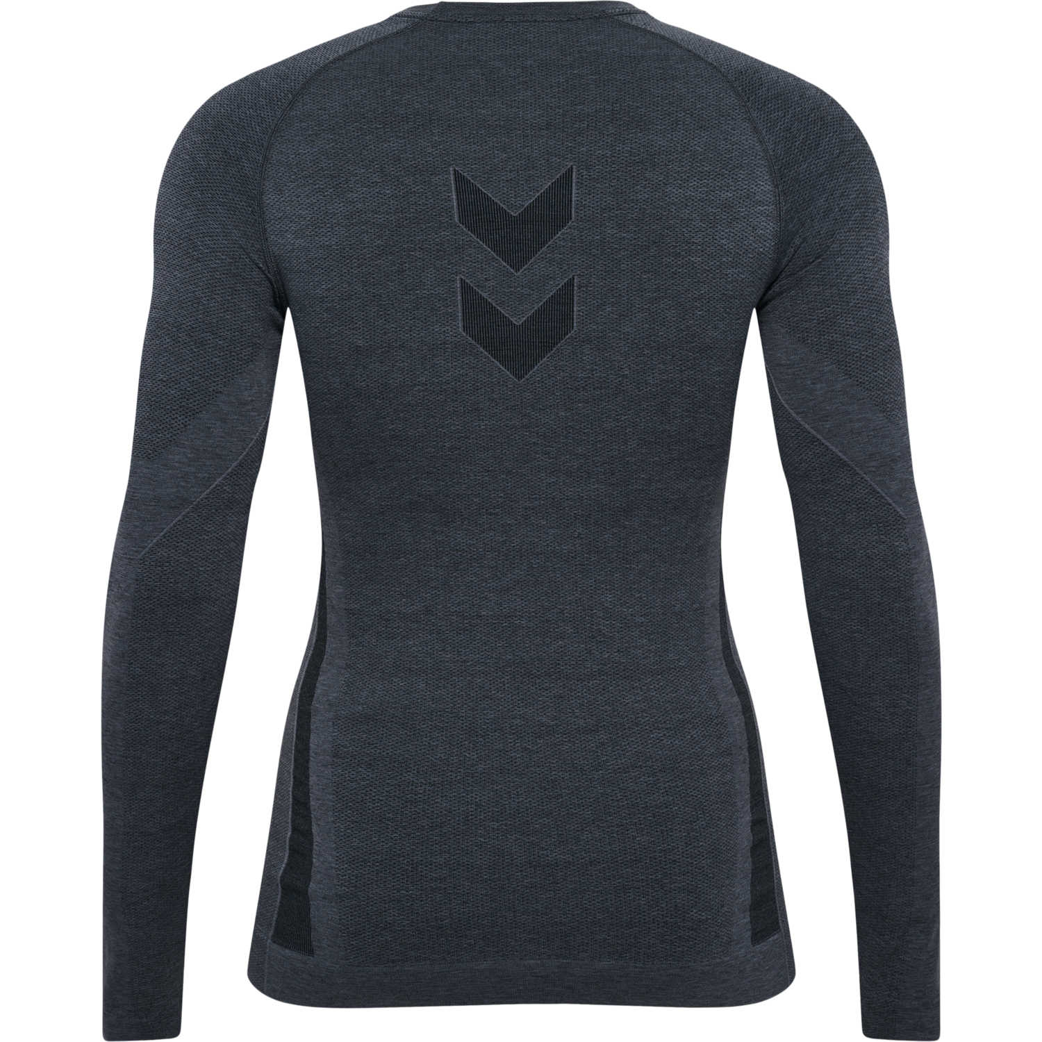 hmlTE MIKE SEAMLESS T-SHIRT L/S, BLACK/ASPHALT MELANGE, packshot