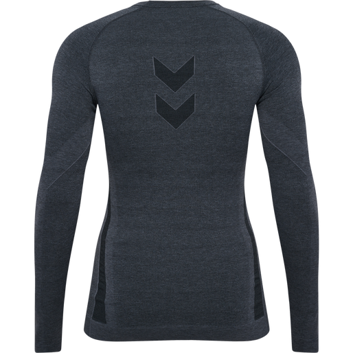 hmlTE MIKE SEAMLESS T-SHIRT L/S, BLACK/ASPHALT MELANGE, packshot