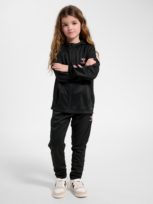 hmlSHIMMER TRACK JACKET KIDS, BLACK/BRIDAL ROSE, model