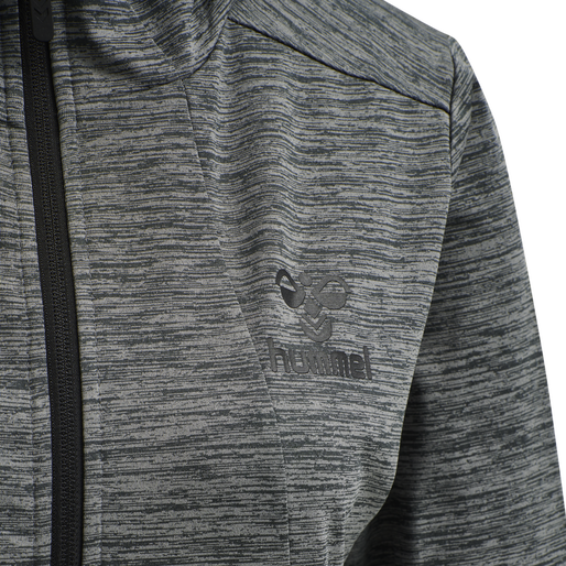 hmlSELBY ZIP HOODIE, DARK GREY MELANGE, packshot