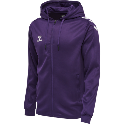 hmlCORE XK POLY ZIP HOOD SWEAT, ACAI, packshot