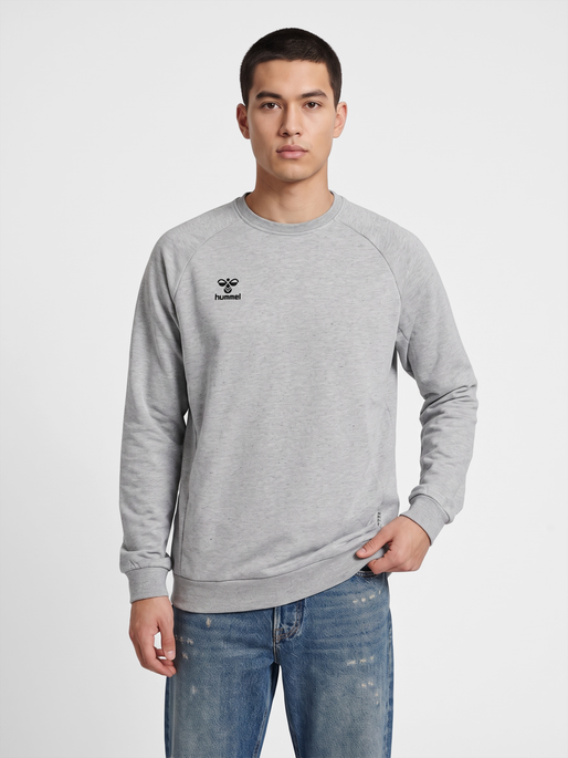 hmlMOVE GRID COTTON SWEATSHIRT, GREY MELANGE, model
