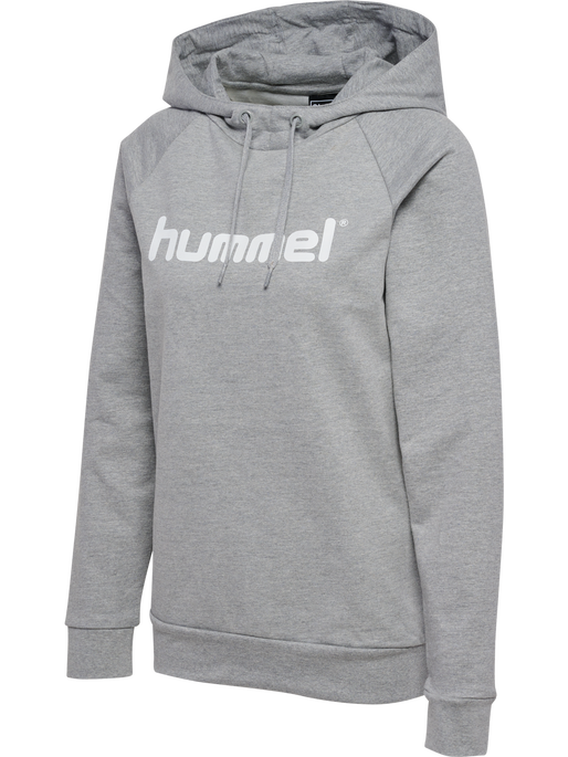 HMLGO COTTON LOGO HOODIE WOMAN, GREY MELANGE, packshot