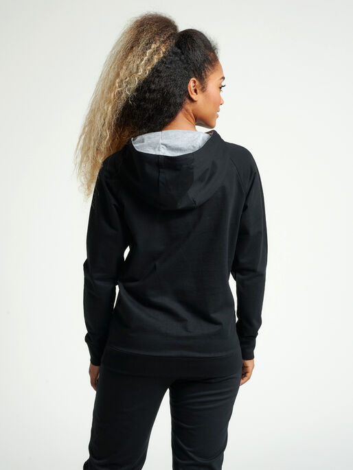 HUMMEL GO COTTON LOGO HOODIE WOMAN, BLACK, model