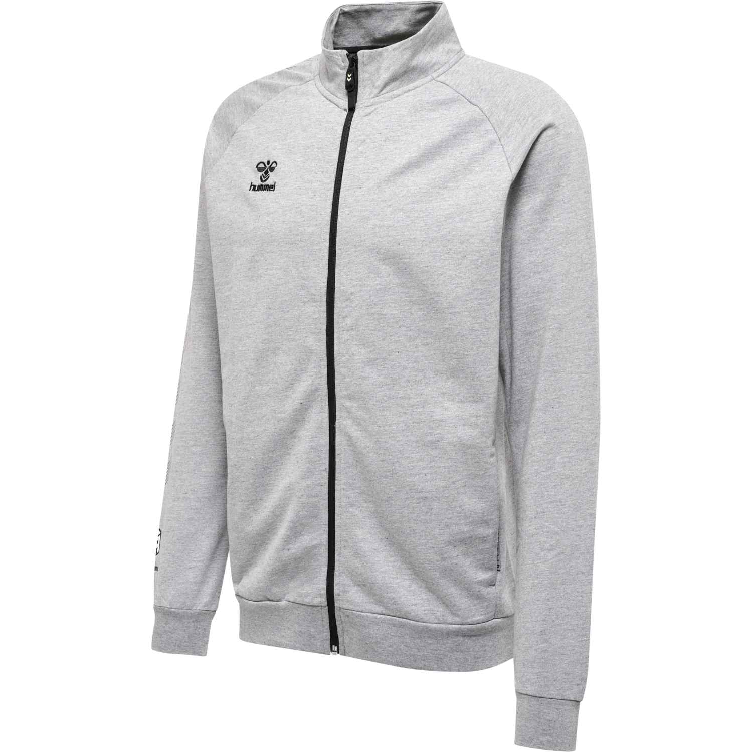 hmlMOVE GRID COTTON ZIP JACKET, GREY MELANGE, packshot