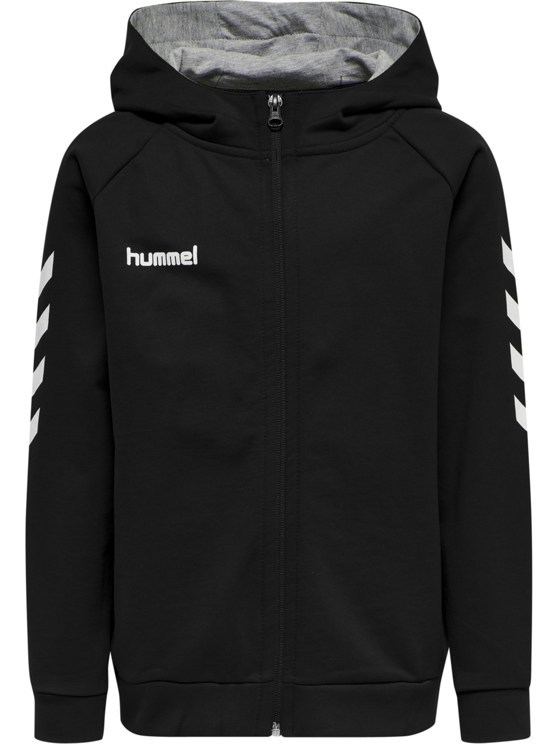HUMMEL GO KIDS COTTON ZIP HOODIE, BLACK, packshot