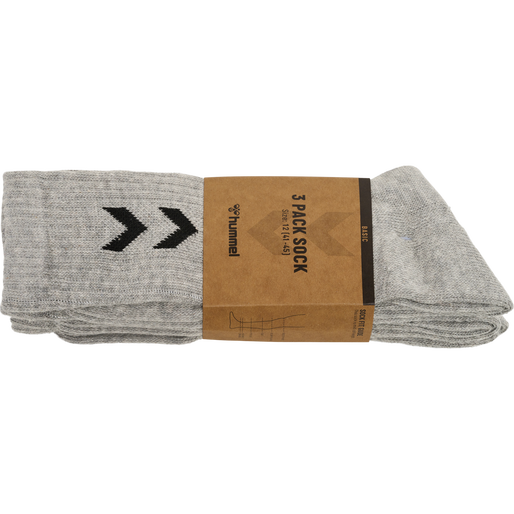 3-Pack Basic Sock, GREY MELANGE, packshot