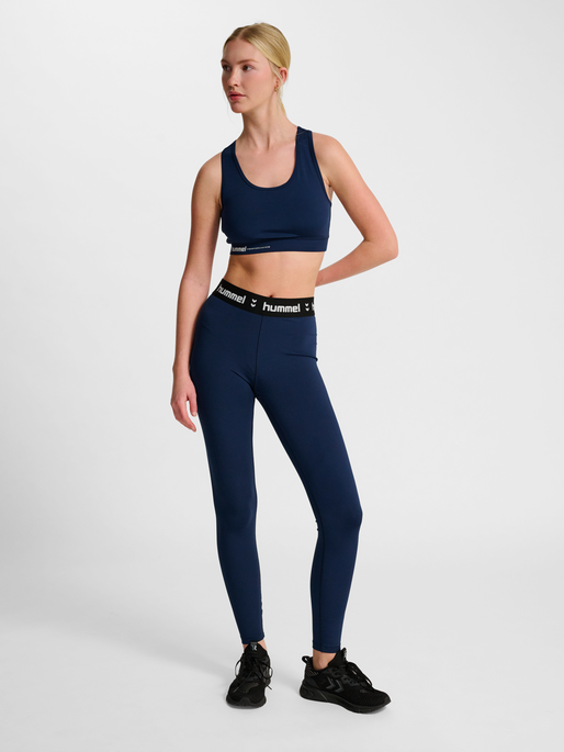 hmlPULSE MID WAIST TIGHTS, DRESS BLUES, model