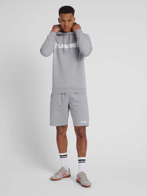 HUMMEL GO COTTON LOGO HOODIE, GREY MELANGE, model