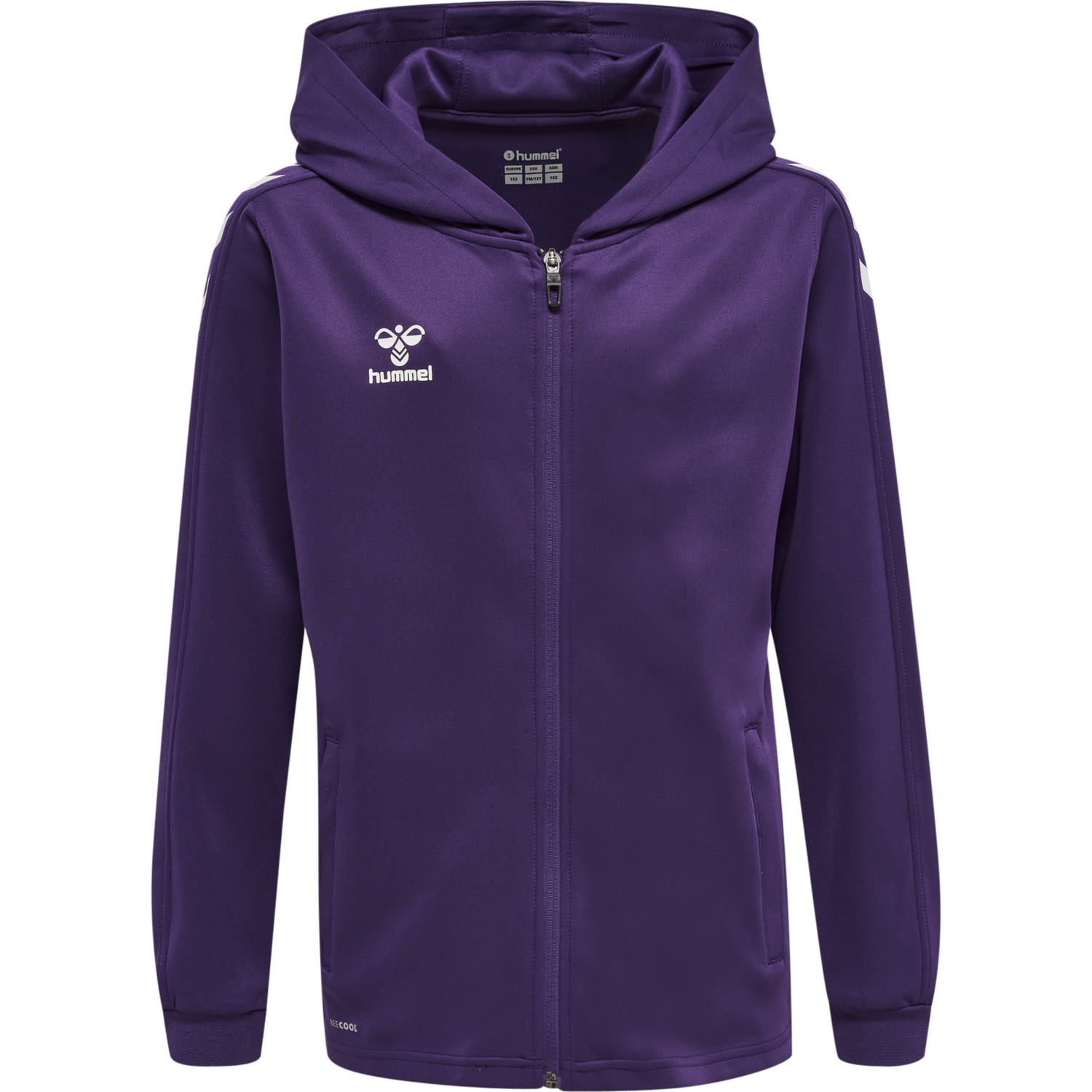 hmlCORE XK POLY ZIP HOOD SWEAT KIDS, ACAI/WHITE, packshot