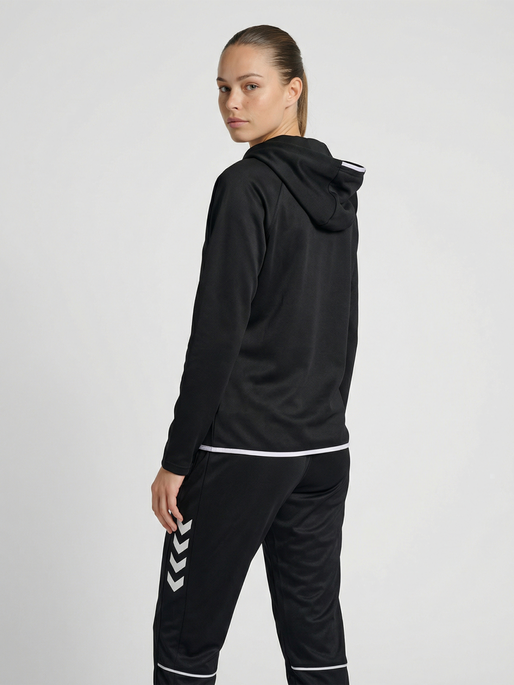 hmlCORE 2.0 ZIP HOODIE WOMAN, BLACK/WHITE, model