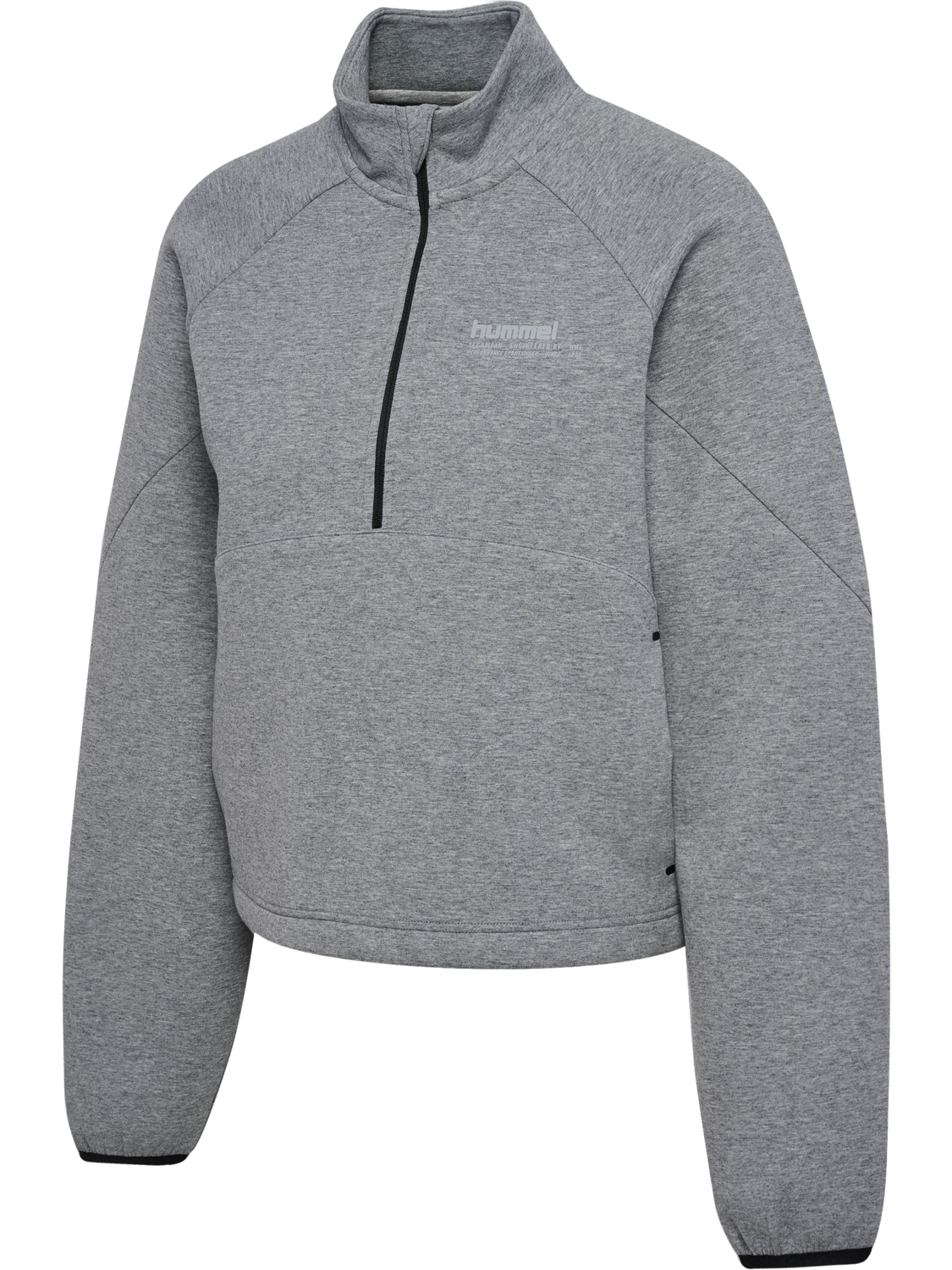hmlTECH FLEECE WOMEN BOXY HALF ZIP, GREY MELANGE, packshot