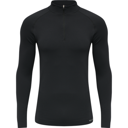 hmlSTROKE SEAMLESS HALF ZIP, BLACK, packshot