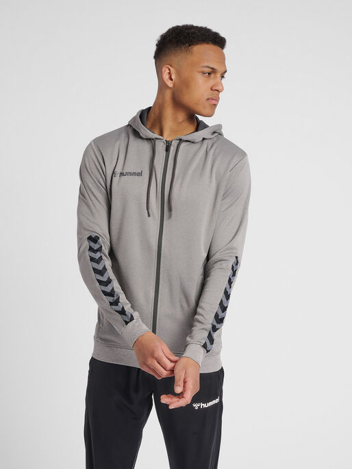 AUTHENTIC POLY ZIP HOODIE - GREY MELANGE |