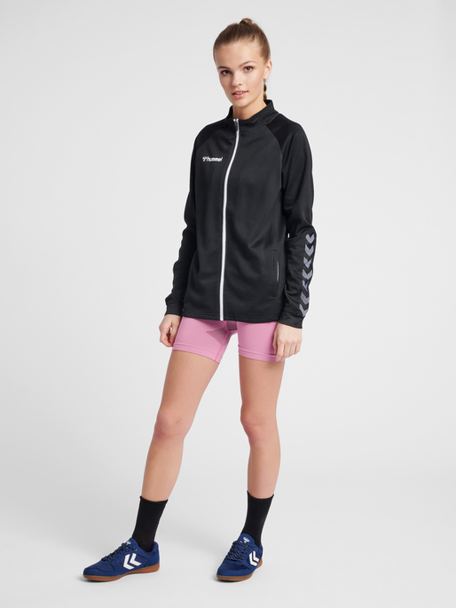 hmlAUTHENTIC HALF ZIP SWEATSHIRT WOMAN, BLACK/WHITE, model