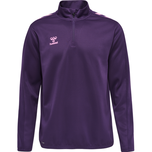 hmlCORE XK HALF ZIP POLY SWEAT, ACAI, packshot