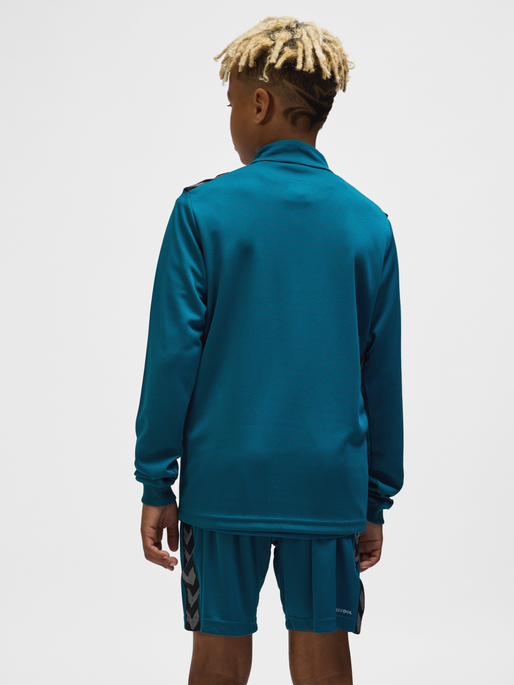 hmlAUTHENTIC HALF ZIP SWEAT KIDS, BLUE CORAL/SULPHUR SPRING, model